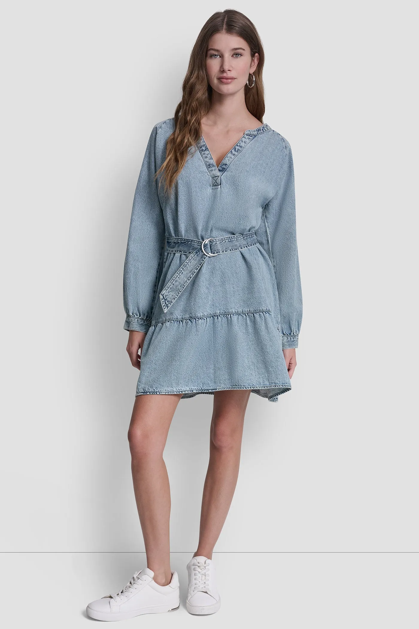 BELTED DENIM V-NECK DRESS sold by DKNY product image thumbnail 4