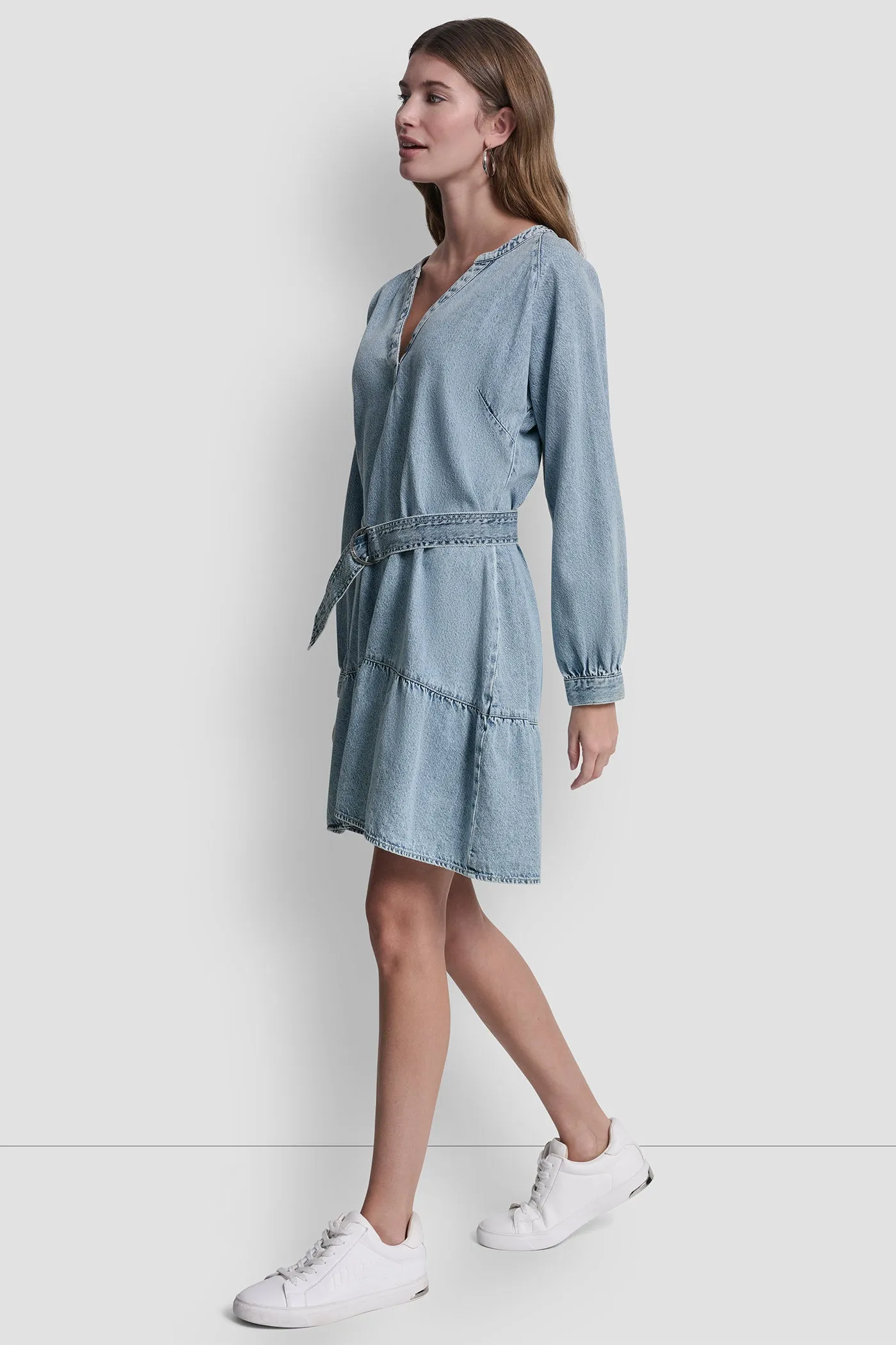 BELTED DENIM V-NECK DRESS sold by DKNY product image thumbnail 3