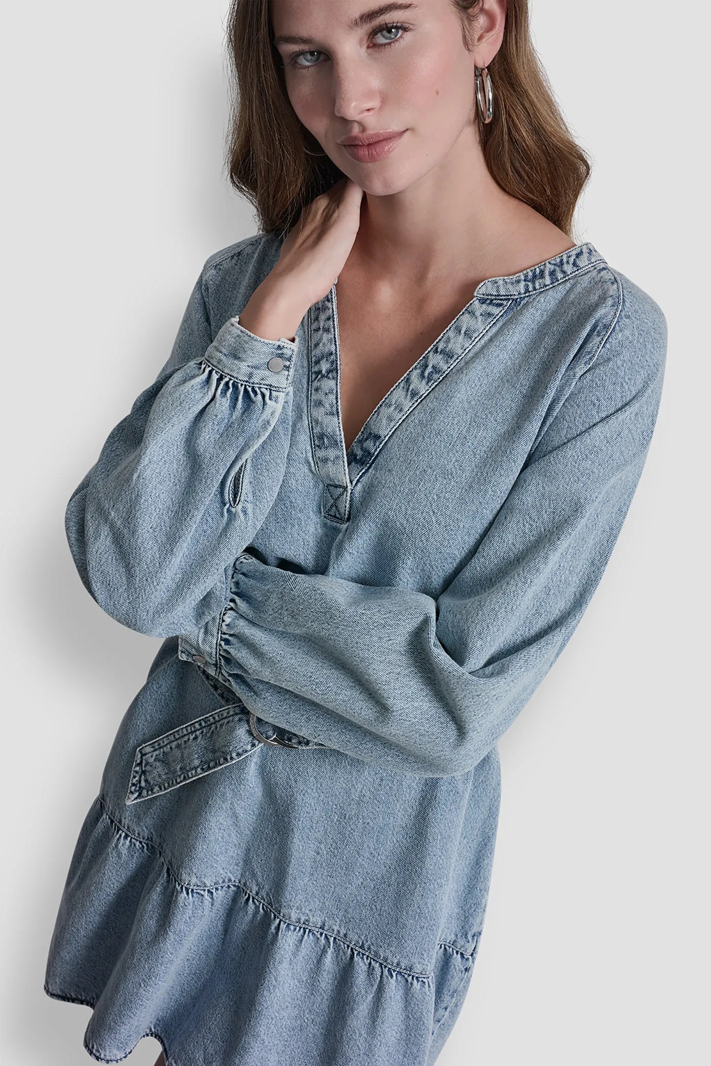 BELTED DENIM V-NECK DRESS sold by DKNY product image thumbnail 5