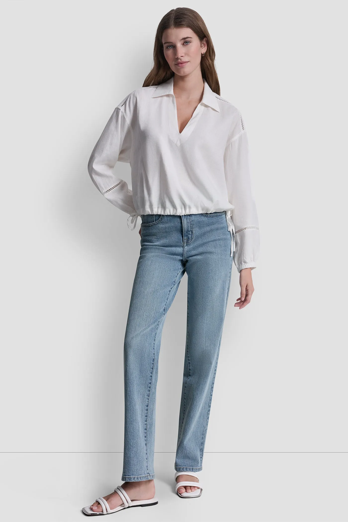 LINEN-BLEND V-NECK SHIRT sold by DKNY product image thumbnail 5