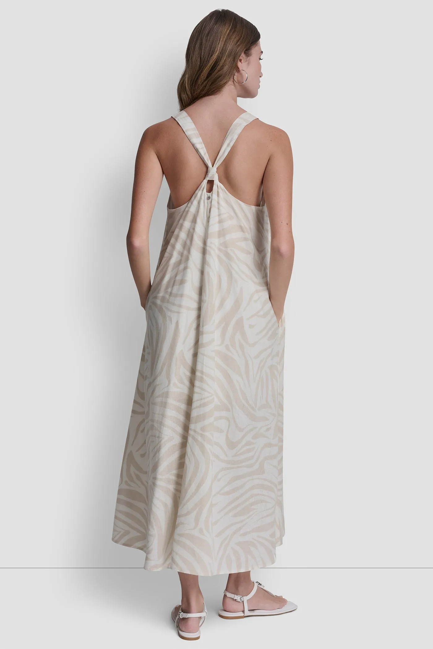 LINEN-BLEND TIE BACK MAXI DRESS sold by DKNY product image thumbnail 2