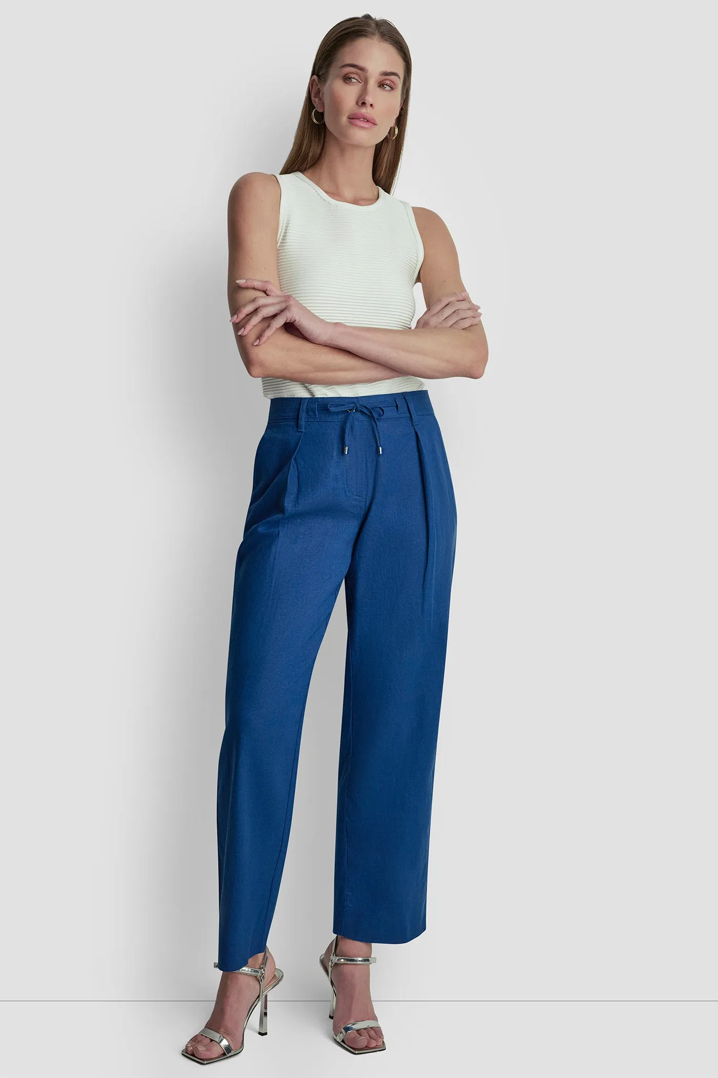 MID-RISE TIE WAIST PLEATED PANT sold by DKNY product image thumbnail 5