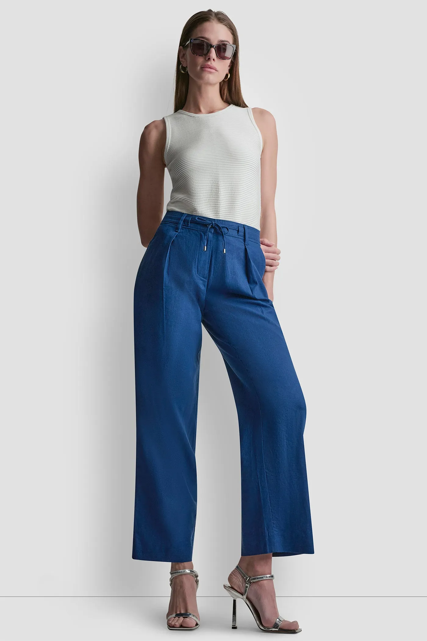 MID-RISE TIE WAIST PLEATED PANT sold by DKNY