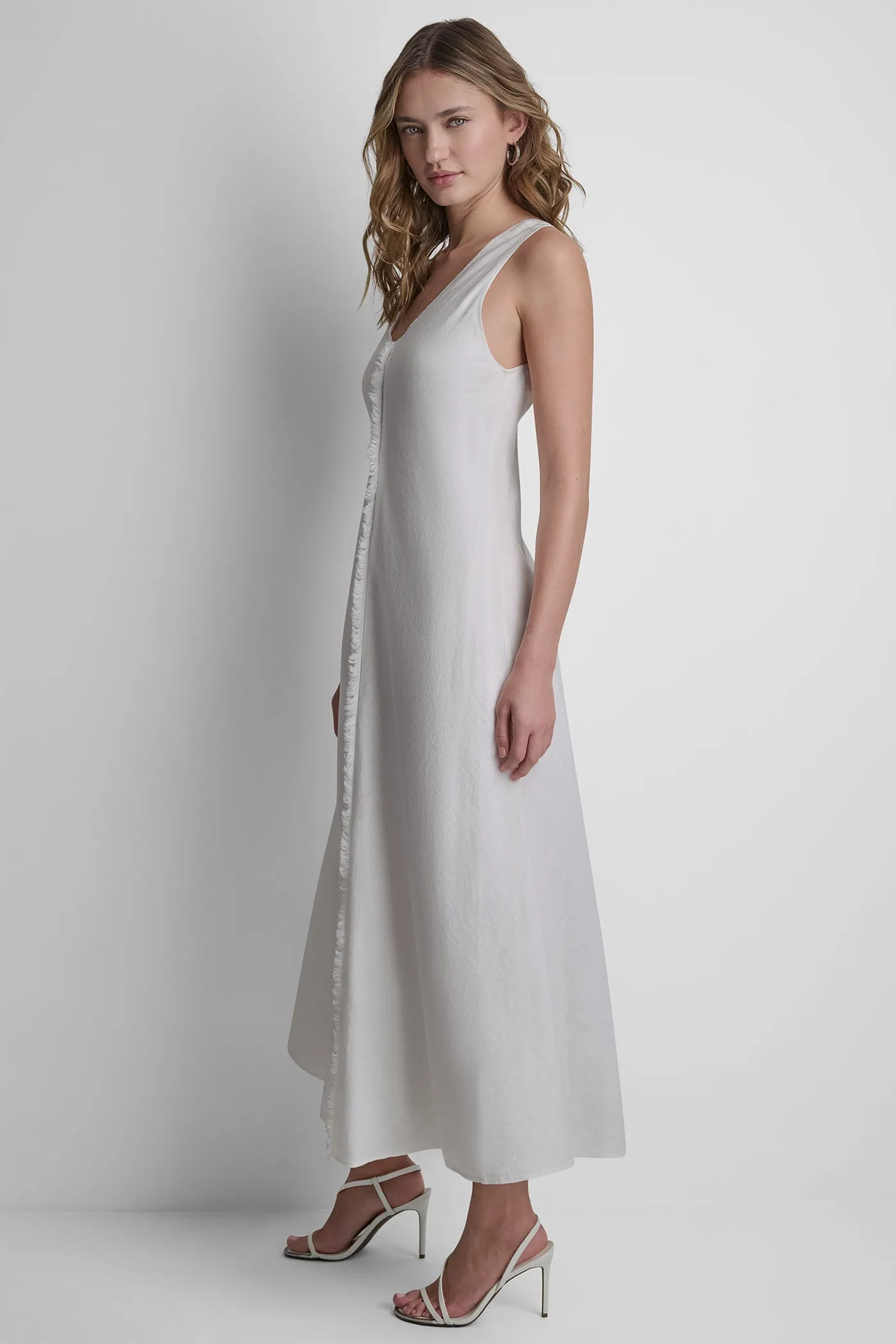 FRAYED LINEN MAXI DRESS sold by DKNY product image thumbnail 3