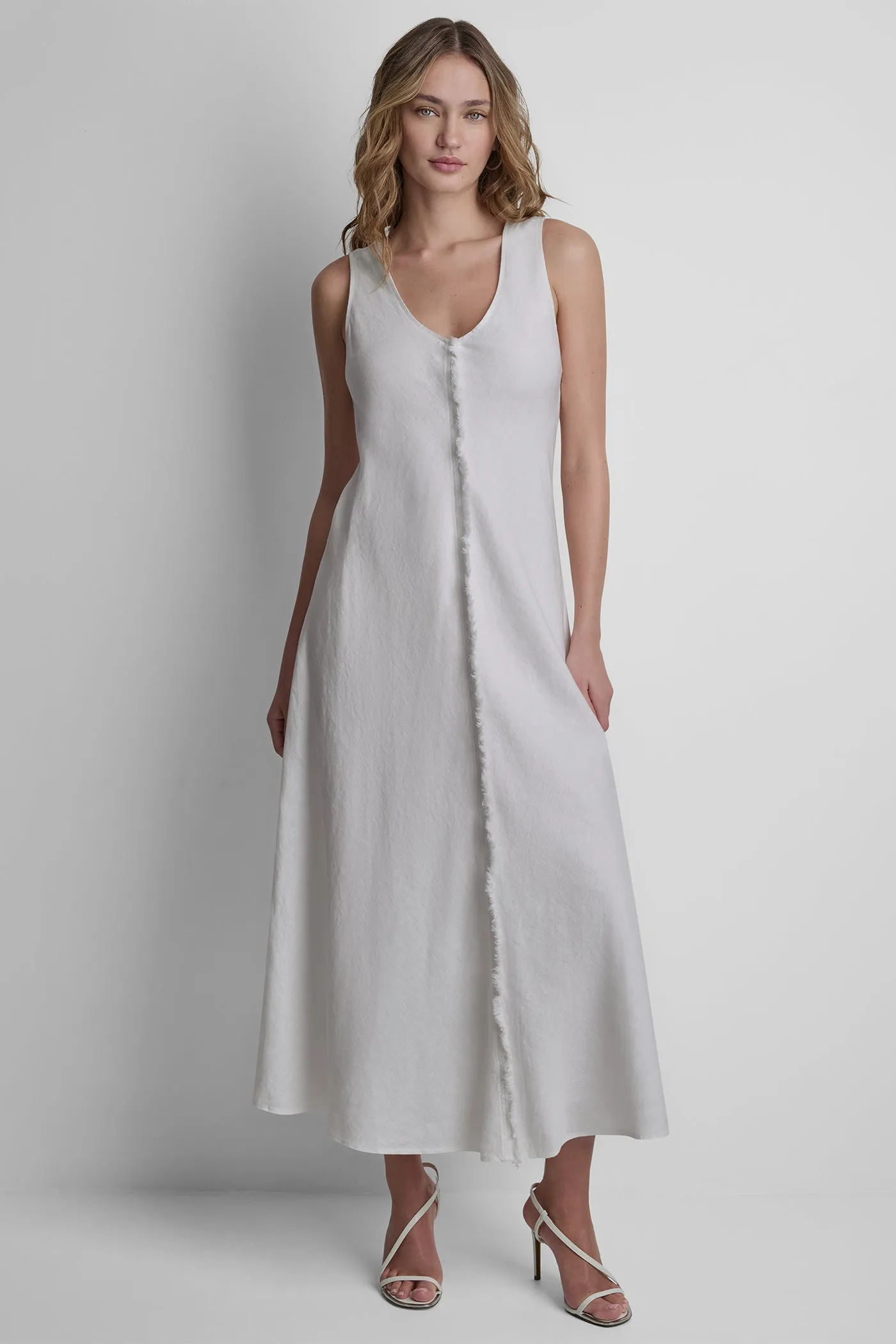 FRAYED LINEN MAXI DRESS sold by DKNY product image thumbnail 4