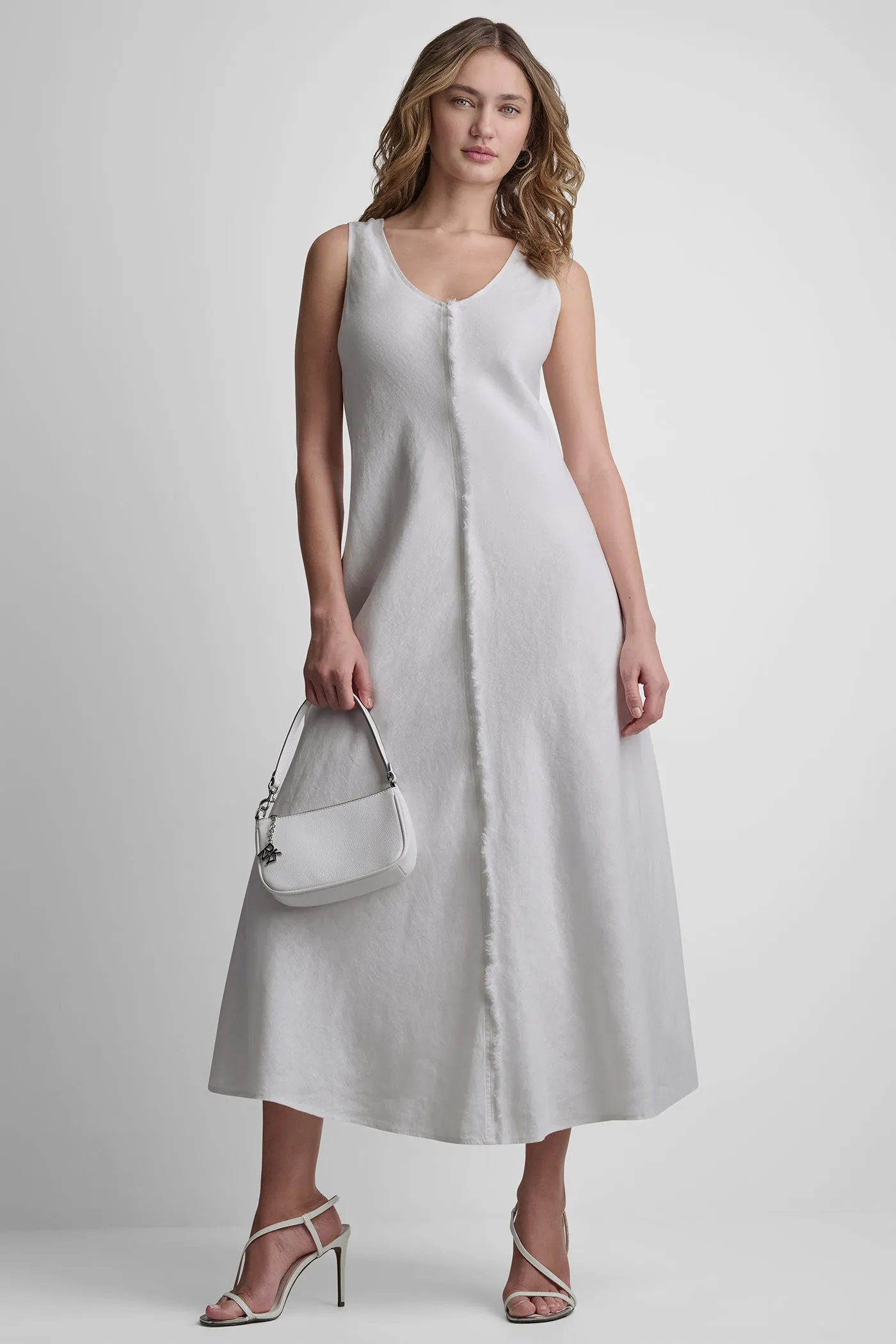 FRAYED LINEN MAXI DRESS sold by DKNY