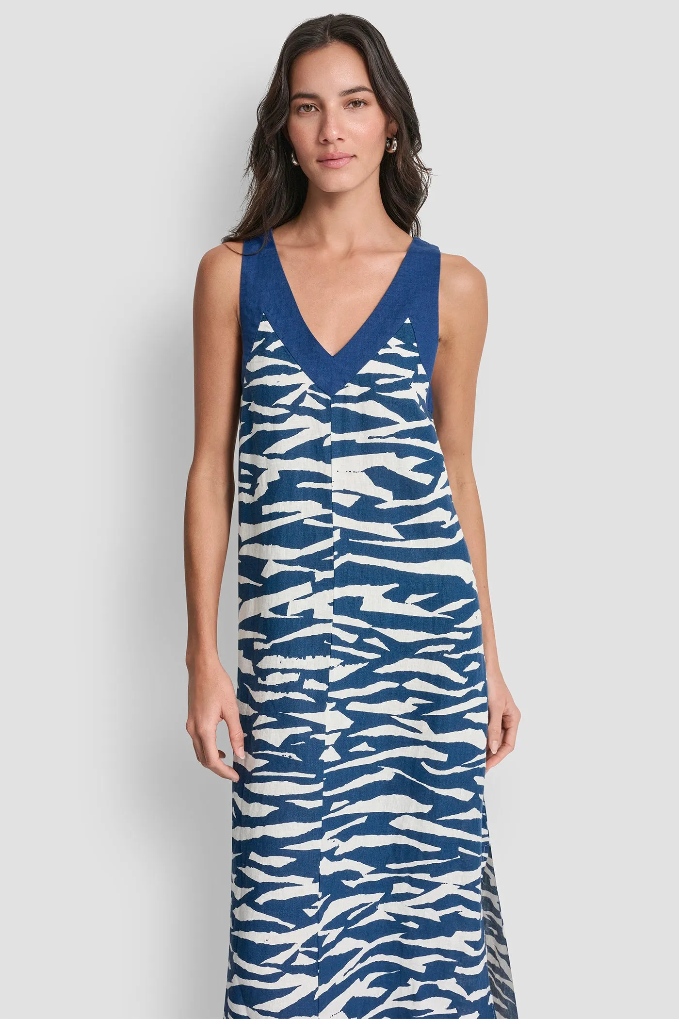 LINEN PRINTED MIDI DRESS sold by DKNY product image thumbnail 3