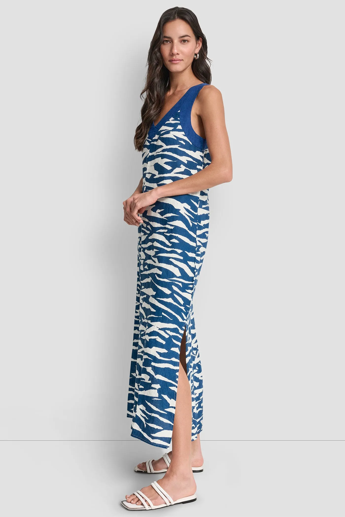 LINEN PRINTED MIDI DRESS sold by DKNY product image thumbnail 2