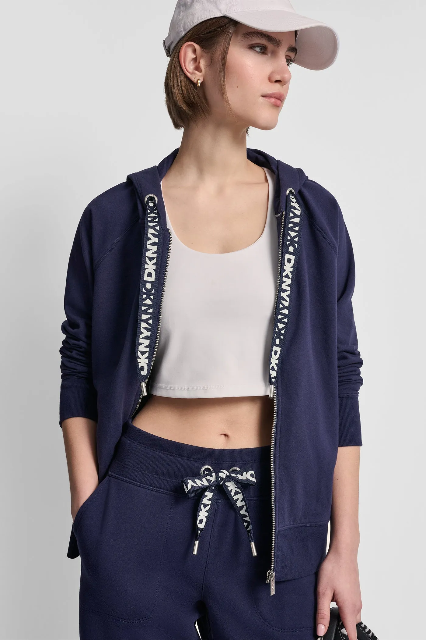 TWO TONE LOGO DRAWCORD ZIP HOODIE sold by DKNY product image thumbnail 5