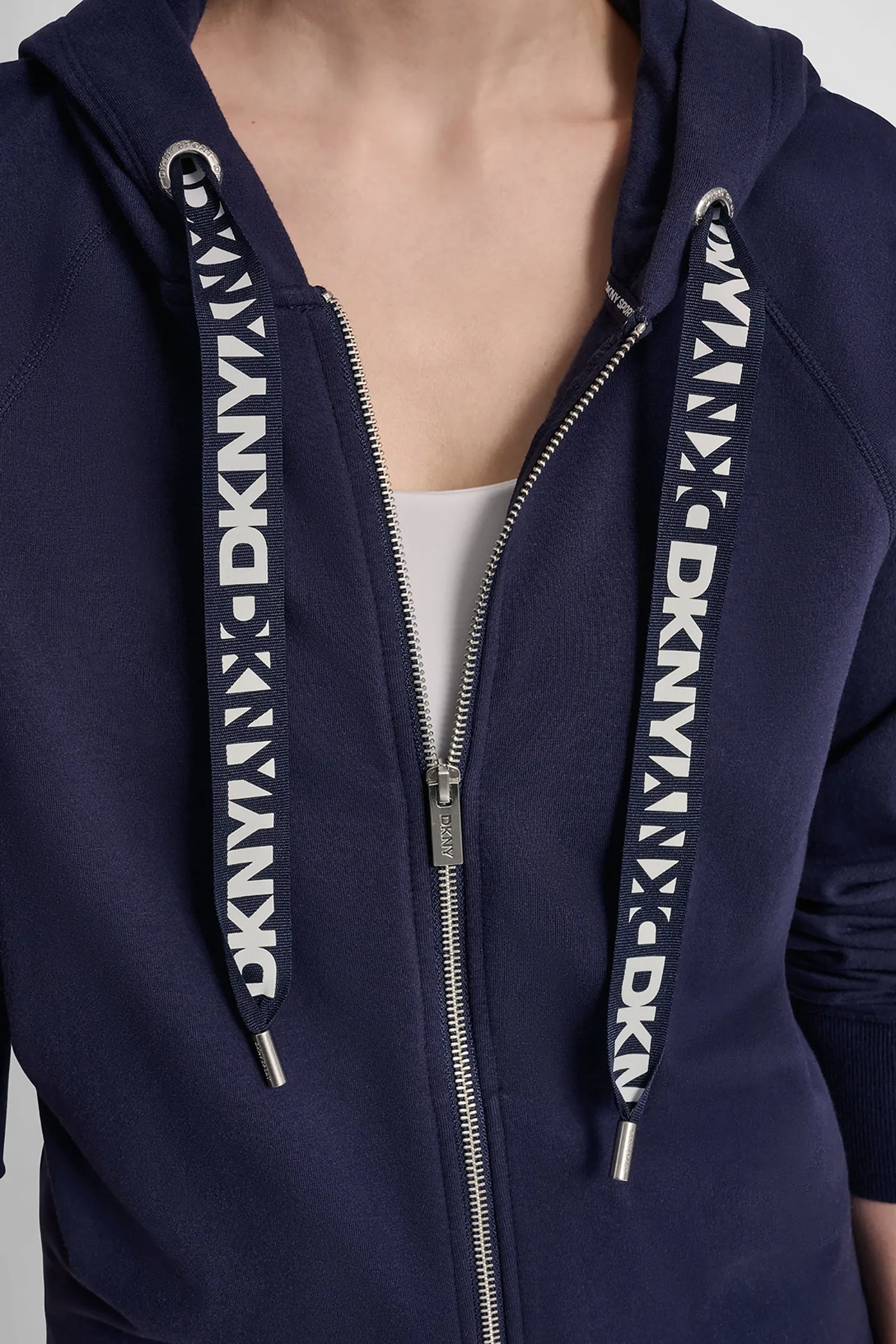 TWO TONE LOGO DRAWCORD ZIP HOODIE sold by DKNY product image thumbnail 4