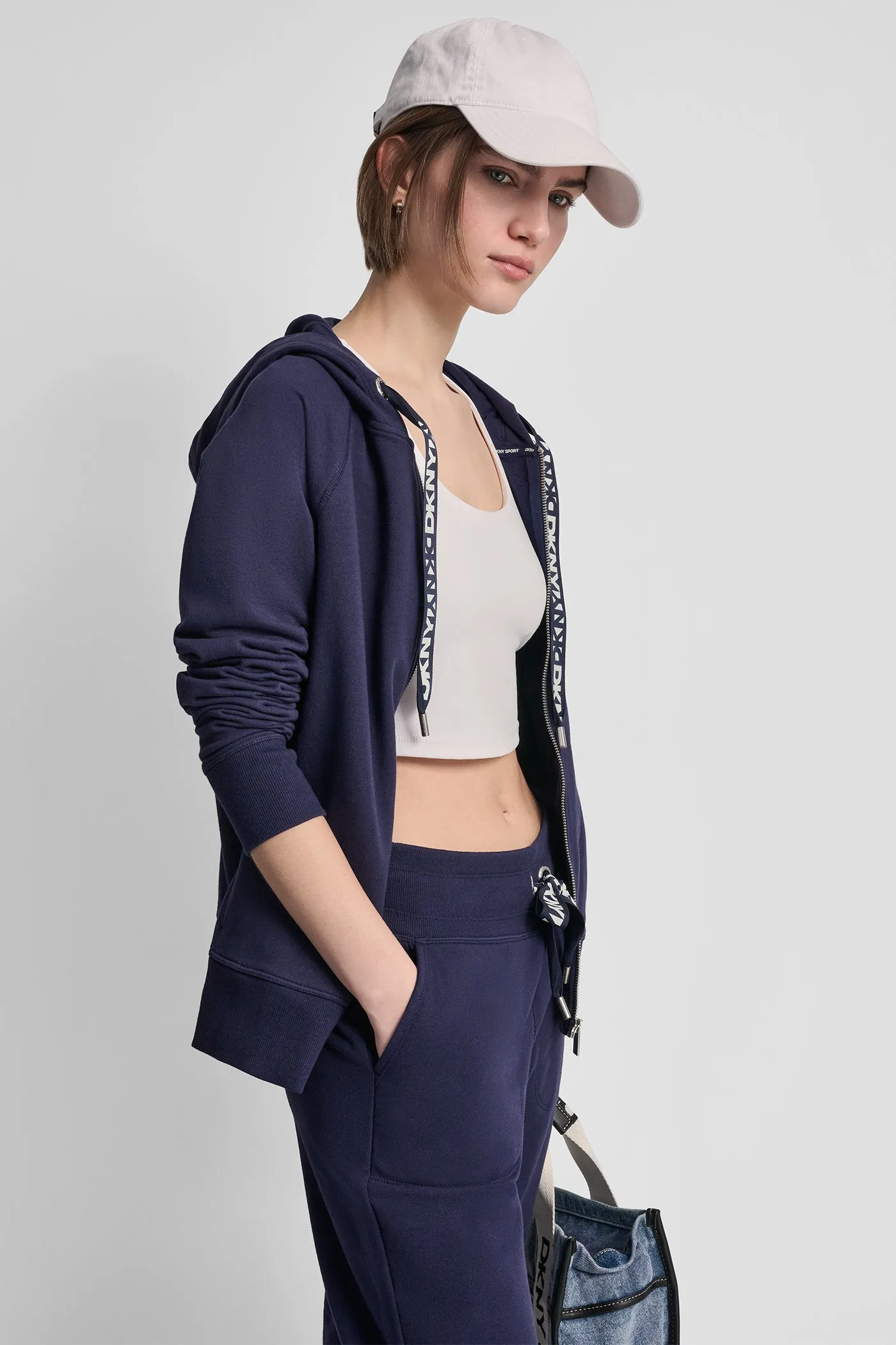 TWO TONE LOGO DRAWCORD ZIP HOODIE sold by DKNY product image thumbnail 3