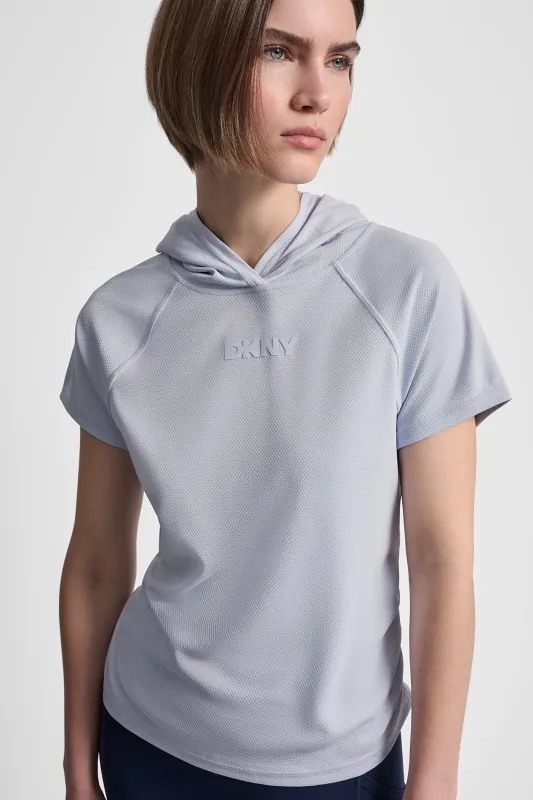 MESH HOODED LOGO TEE made by DKNY