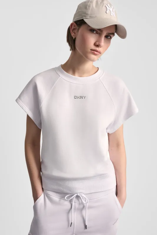 METALLIC BUBBLE LOGO SHORT SLEEVE PULLOVER made by DKNY