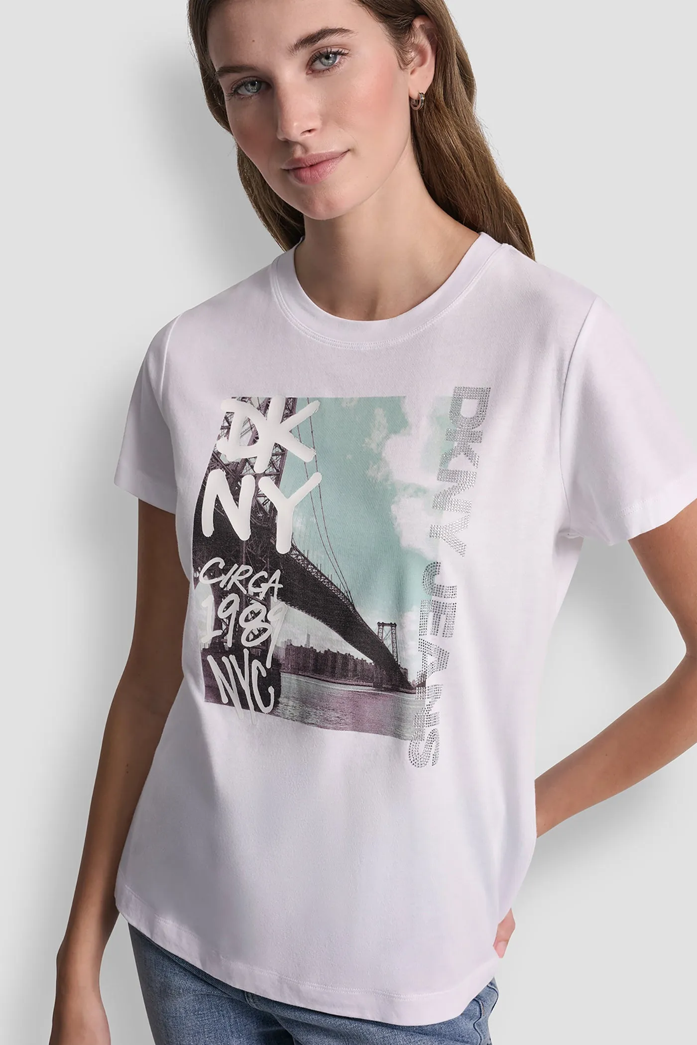 DKNY RHINESTONE GRAFITI TEE sold by DKNY