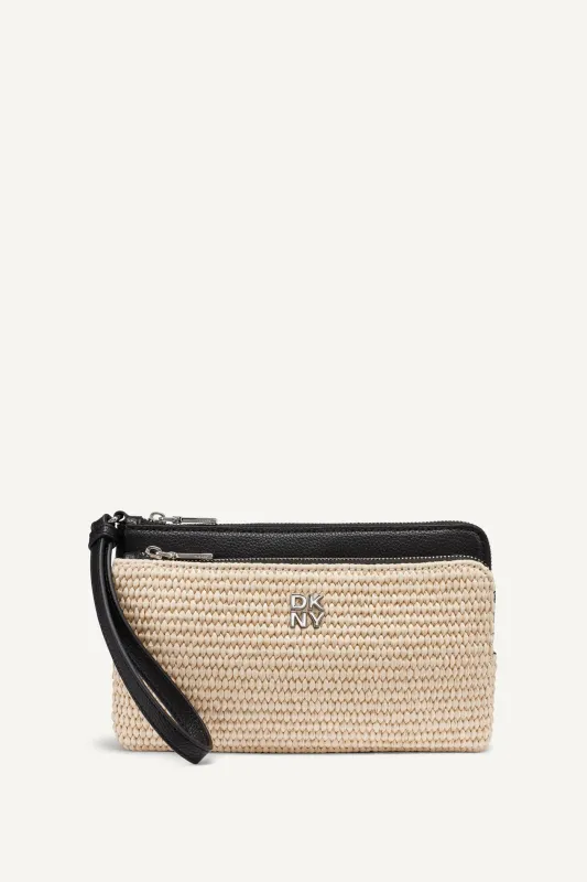 SARAH DUAL ZIP POUCH WRISTLET made by DKNY