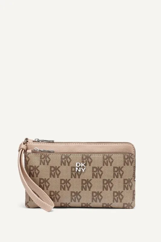 SARAH DUAL ZIP POUCH WRISTLET made by DKNY