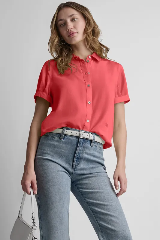 GARMENT DYE BUTTON-FRONT SHIRT made by DKNY