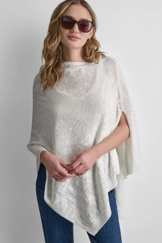 ASYMMETRIC LOGO POINTELLE PONCHO made by DKNY