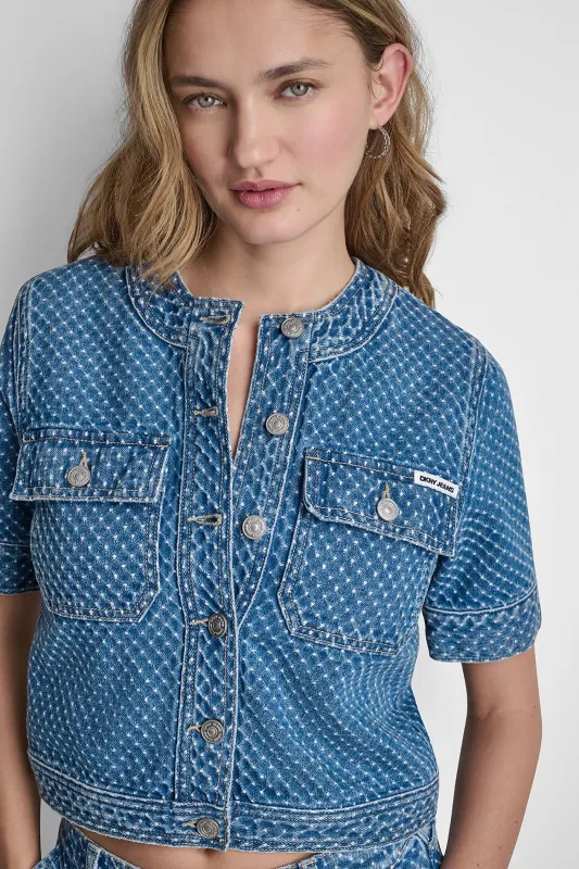 PATCH POCKET DENIM SHIRT JACKET made by DKNY