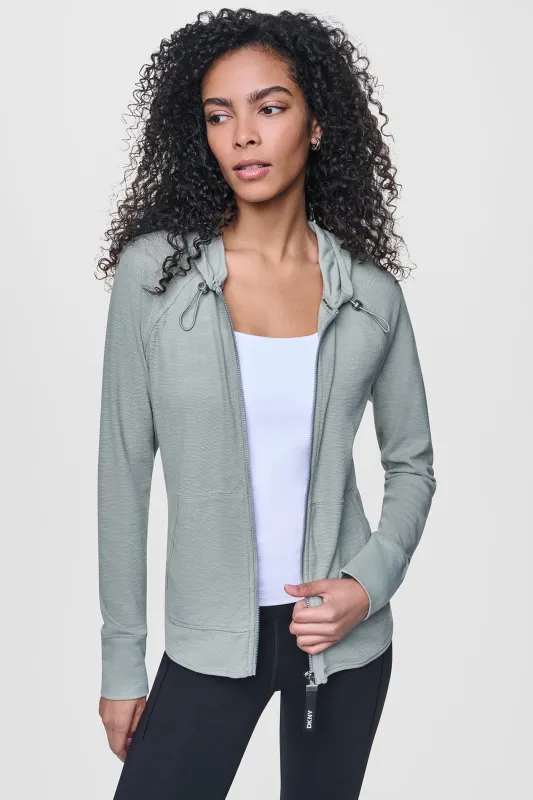 COTTON-BLEND SLUB WAFFLE-KNIT HOODIE made by DKNY