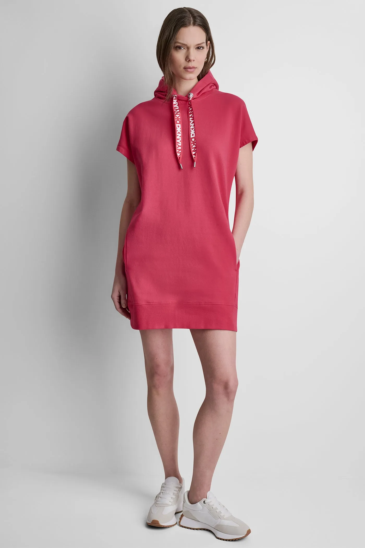 TWO-TONE LOGO DRAWCORD SNEAKER DRESS sold by DKNY