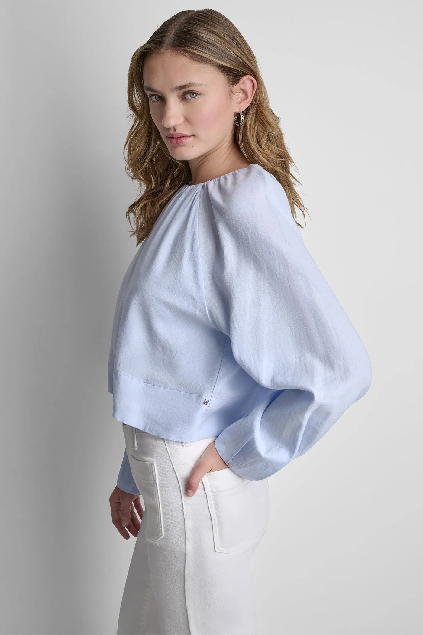 LINEN-BLEND RAGLAN SLEEVE BLOUSE sold by DKNY product image thumbnail 4