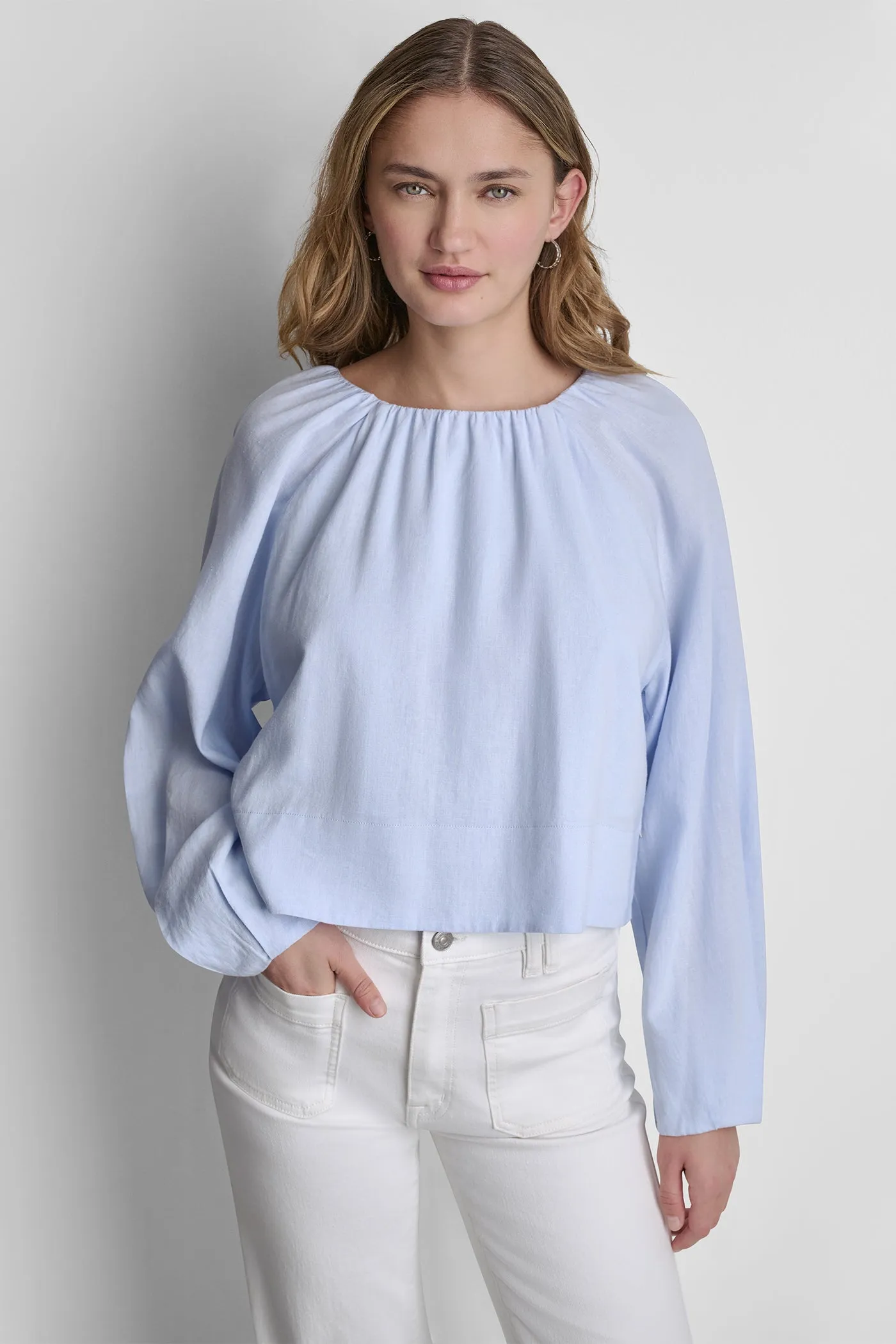 LINEN-BLEND RAGLAN SLEEVE BLOUSE sold by DKNY product image thumbnail 5