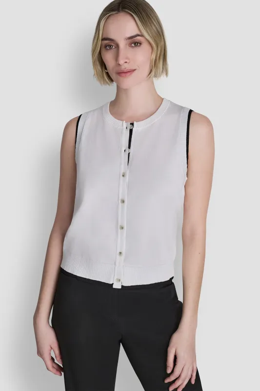 COLOR BLOCK SLEEVELESS SWEATER VEST made by DKNY