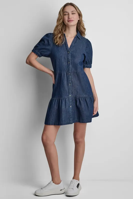 DENIM MINI DRESS made by DKNY
