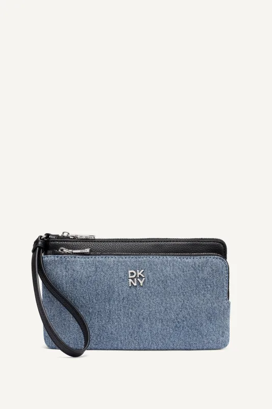 SARAH DUAL ZIP POUCH WRISTLET made by DKNY