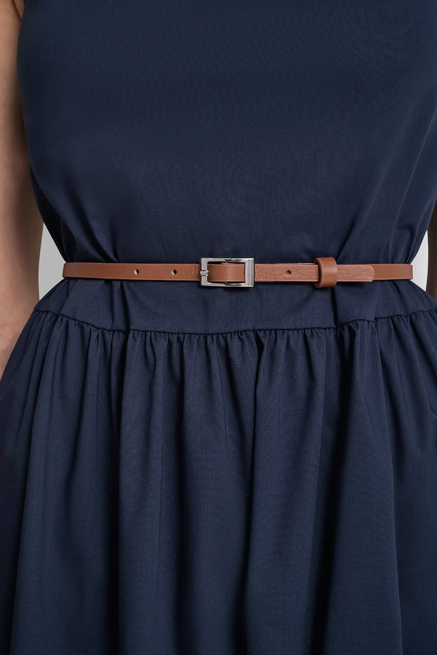 SLEEVELESS GATHERED MIDI A-LINE DRESS sold by DKNY product image thumbnail 4