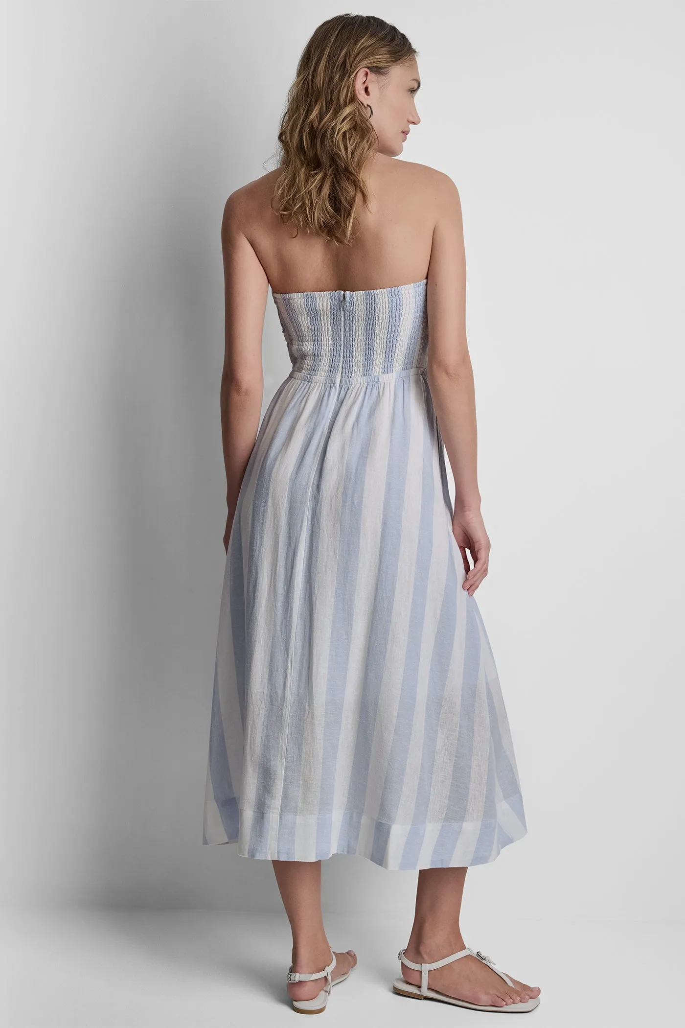 LINEN-BLEND STRAPLESS STRIPE DRESS sold by DKNY product image thumbnail 3