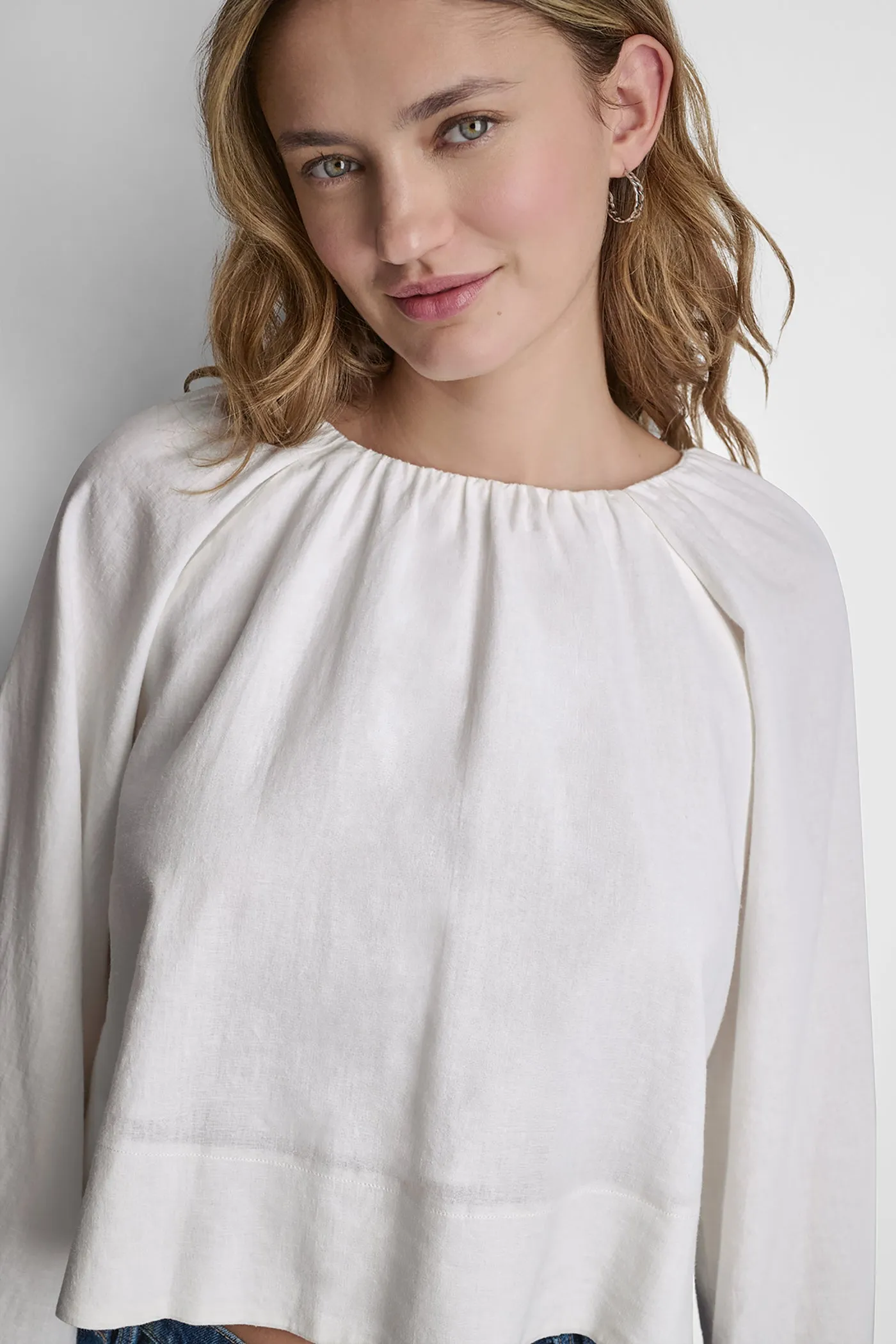 LINEN-BLEND RAGLAN SLEEVE BLOUSE sold by DKNY product image thumbnail 5