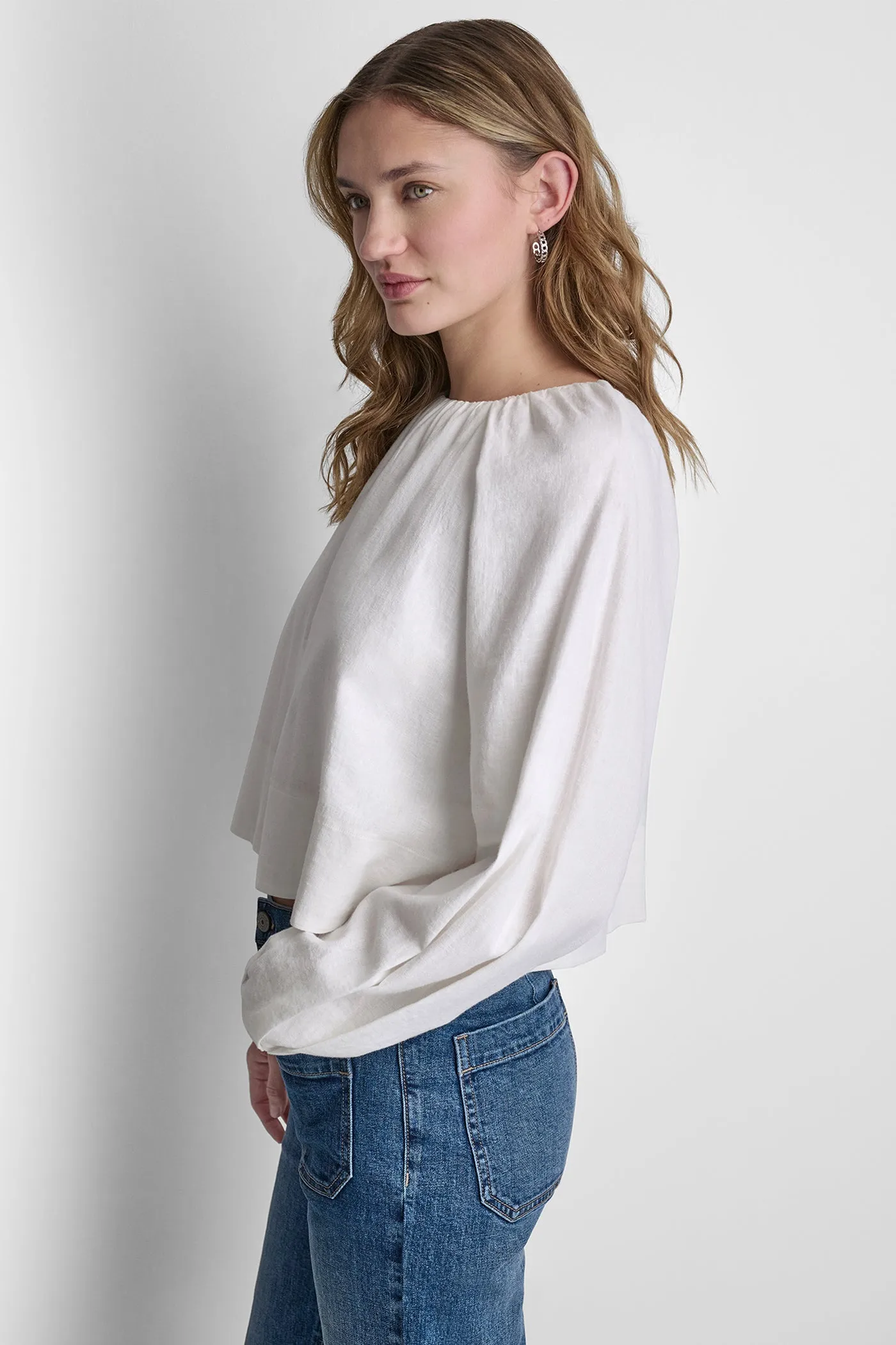 LINEN-BLEND RAGLAN SLEEVE BLOUSE sold by DKNY product image thumbnail 4