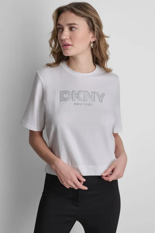 CRYSTAL BORDER LOGO GRAPHIC TEE made by DKNY