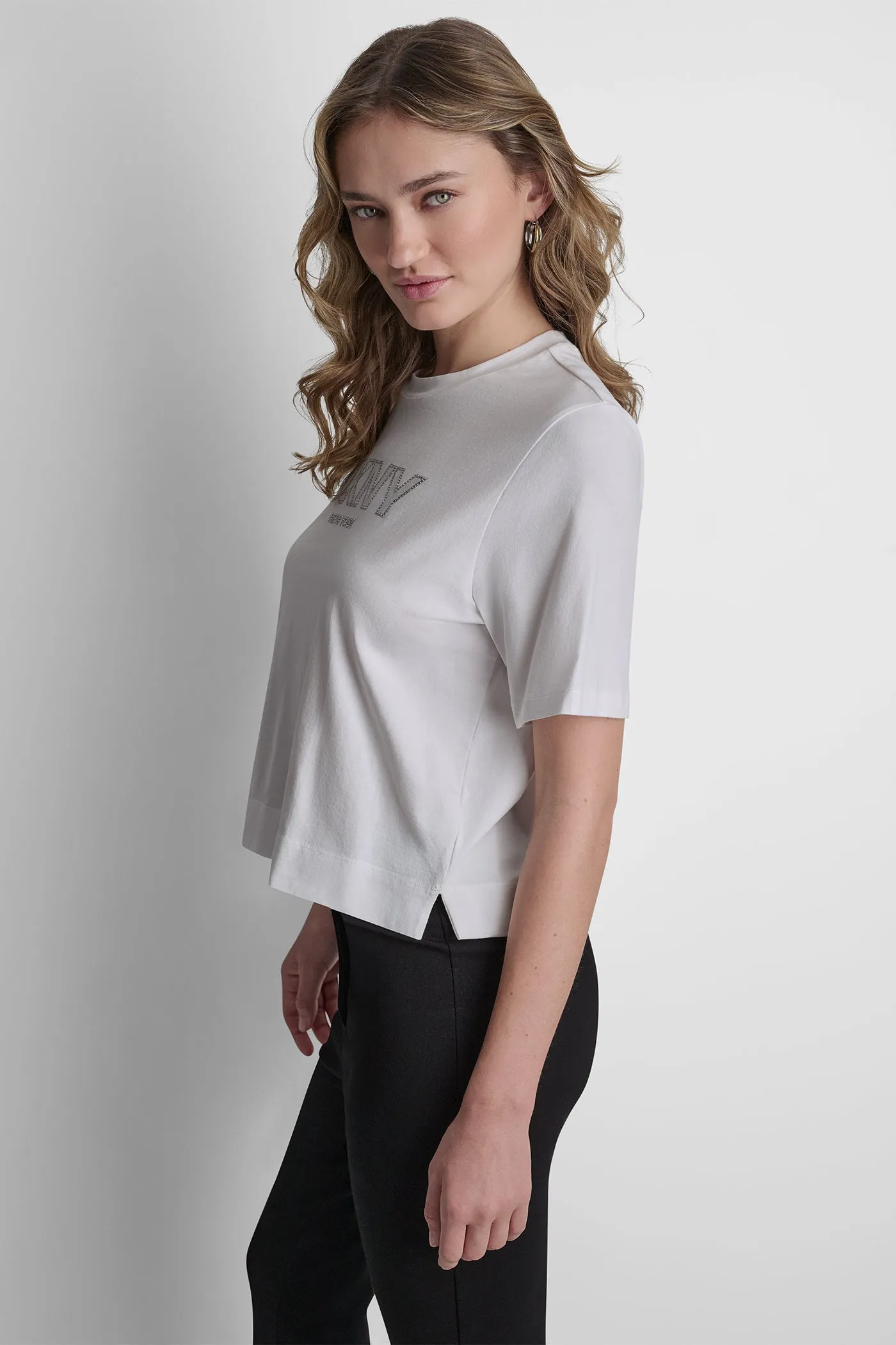 CRYSTAL BORDER LOGO GRAPHIC TEE sold by DKNY product image thumbnail 4
