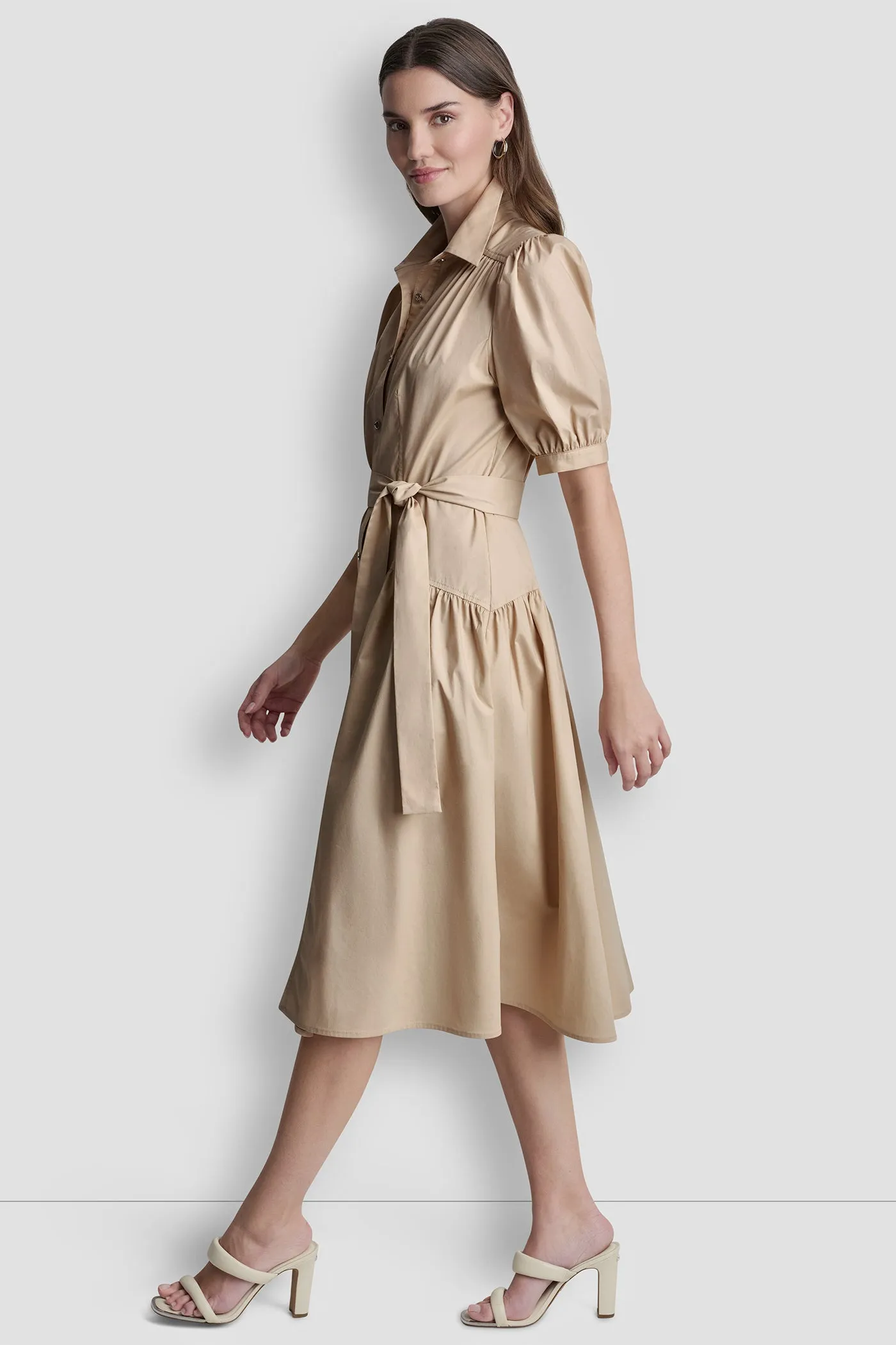 COTTON-BLEND DROP-WAIST MIDI SHIRT DRESS sold by DKNY product image thumbnail 4