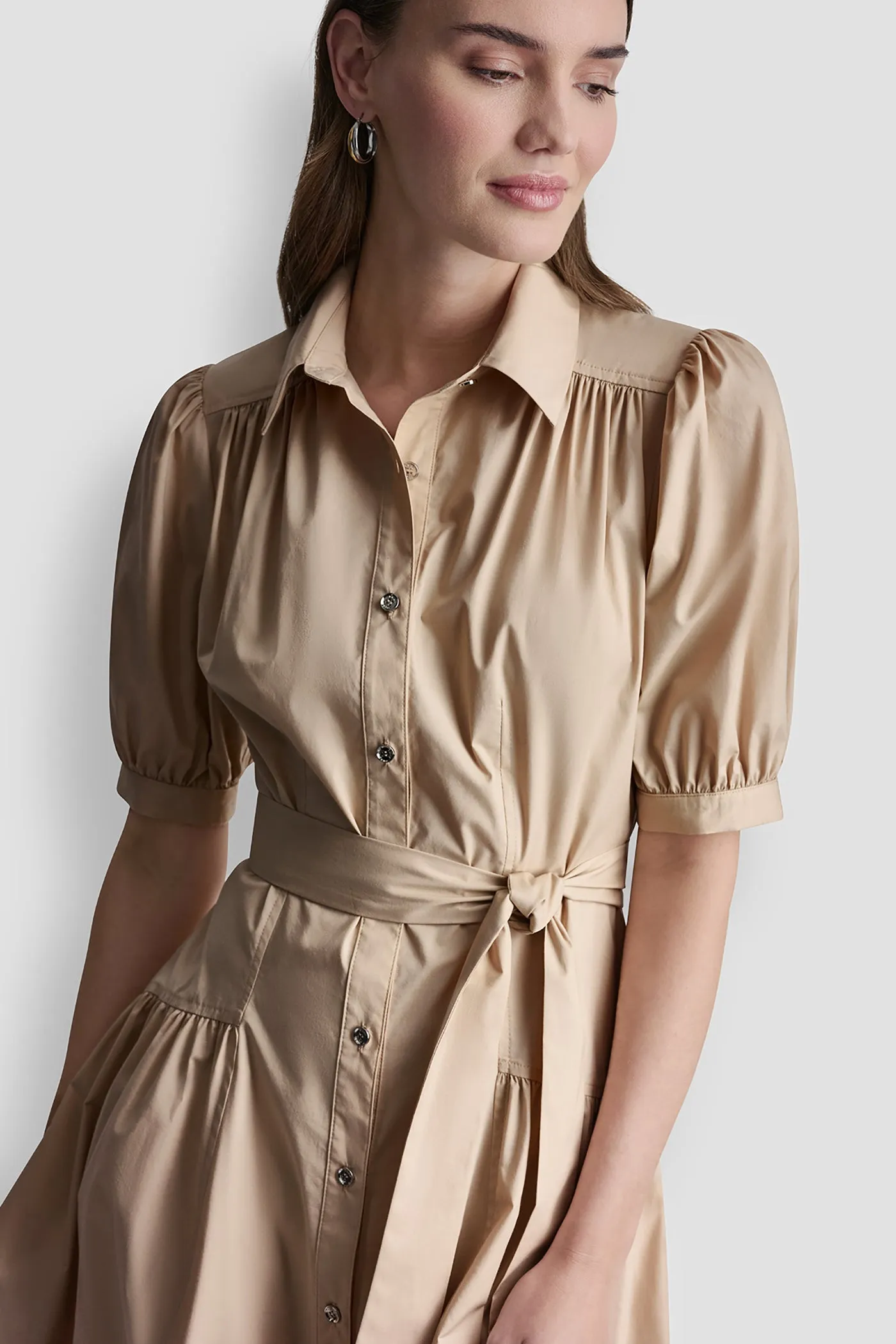 COTTON-BLEND DROP-WAIST MIDI SHIRT DRESS sold by DKNY product image thumbnail 5