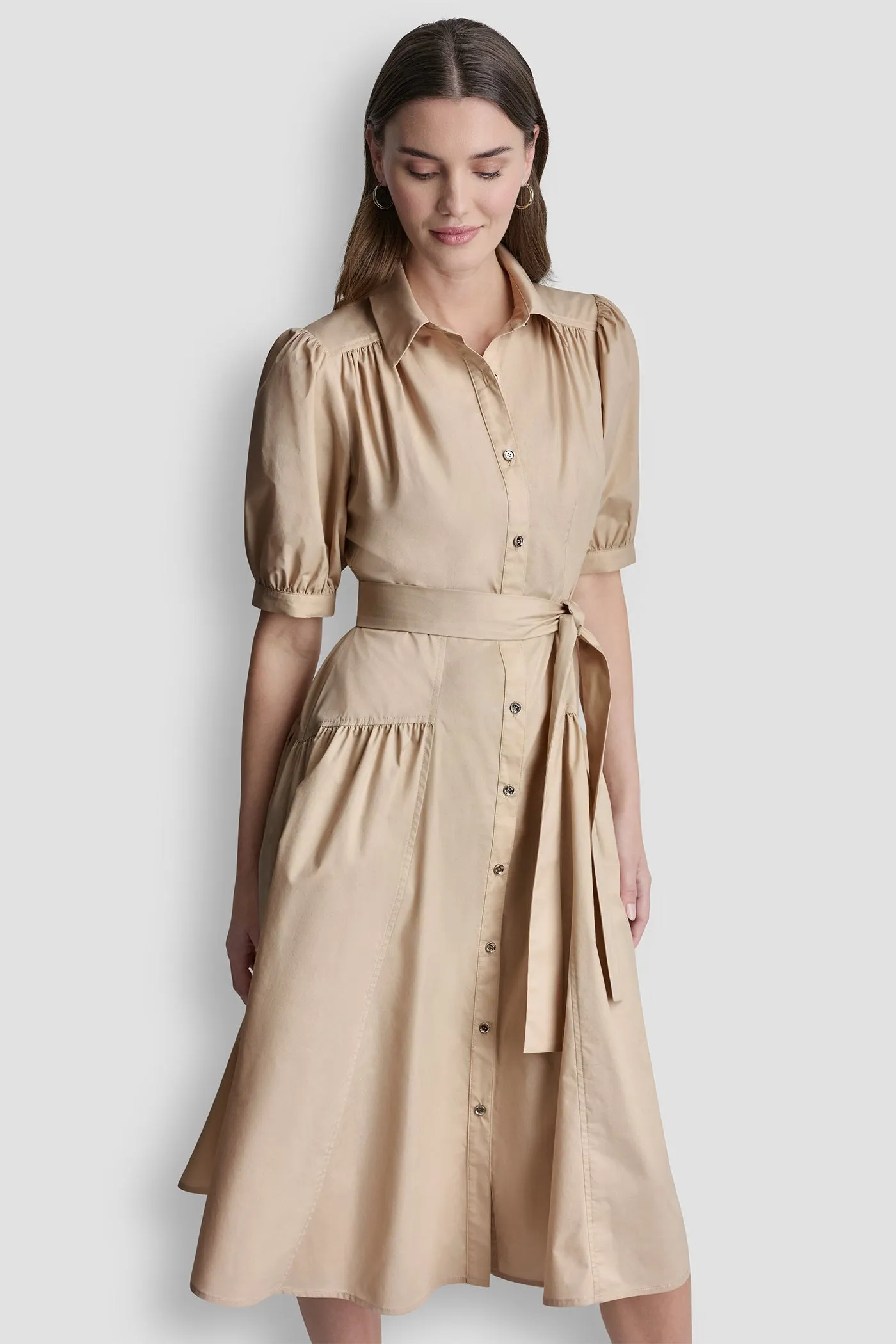 COTTON-BLEND DROP-WAIST MIDI SHIRT DRESS sold by DKNY product image thumbnail 2