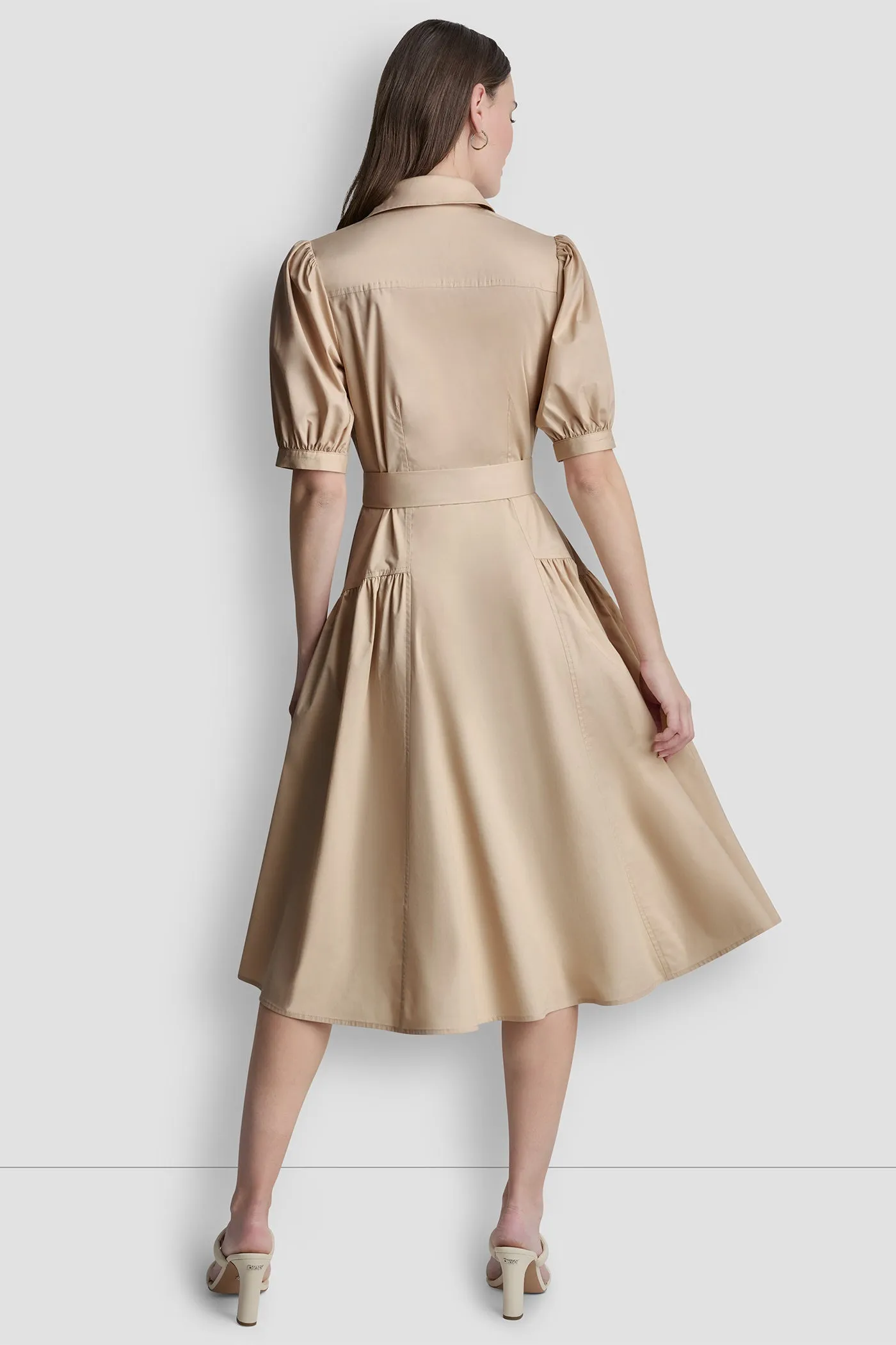 COTTON-BLEND DROP-WAIST MIDI SHIRT DRESS sold by DKNY product image thumbnail 3