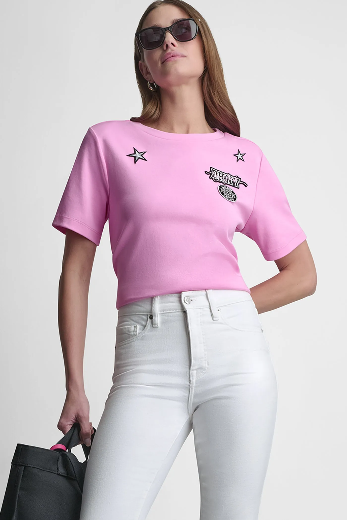 1989 PINS & PATCHES LOGO TEE sold by DKNY