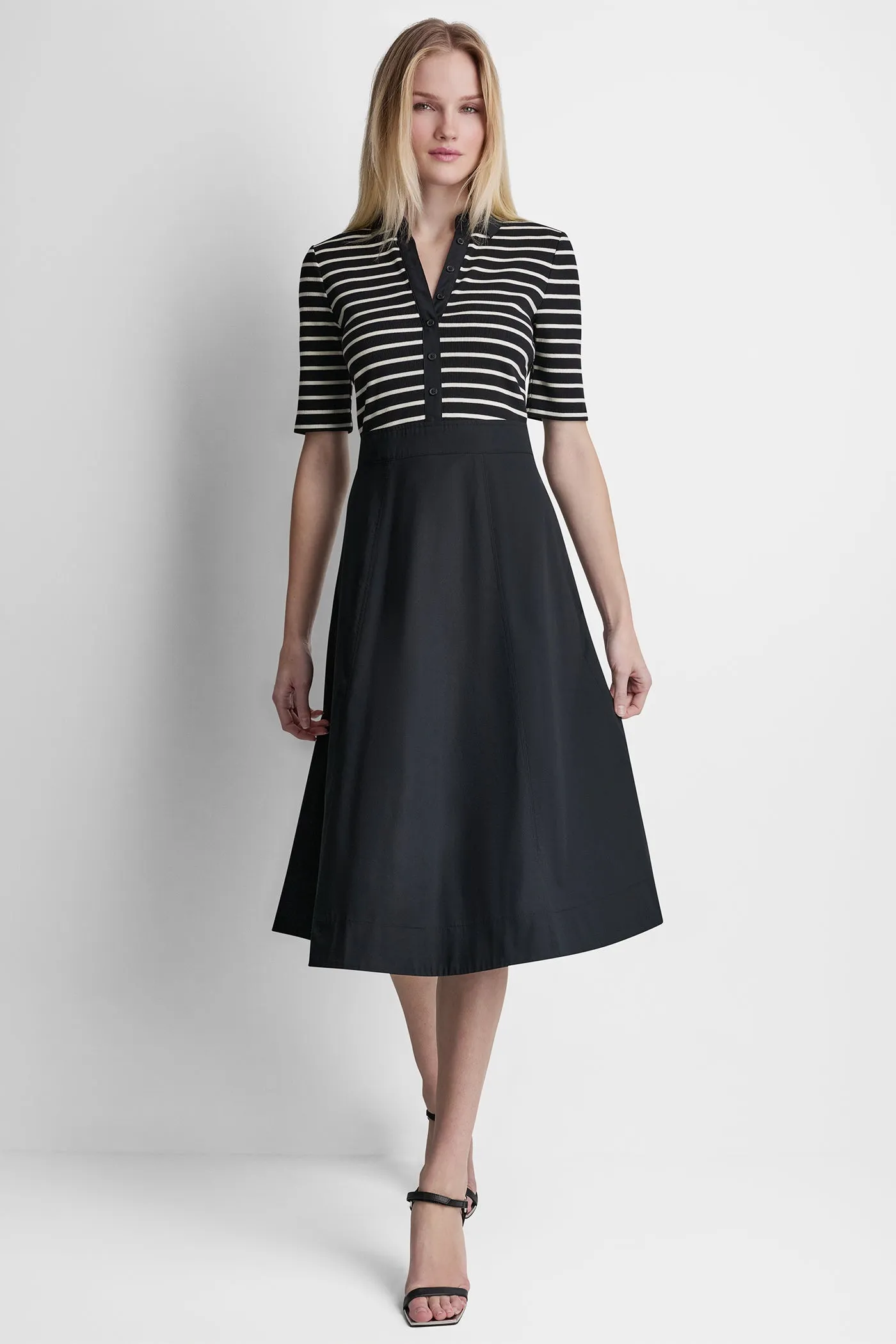 FIT & FLARE MIDI SHIRT DRESS sold by DKNY
