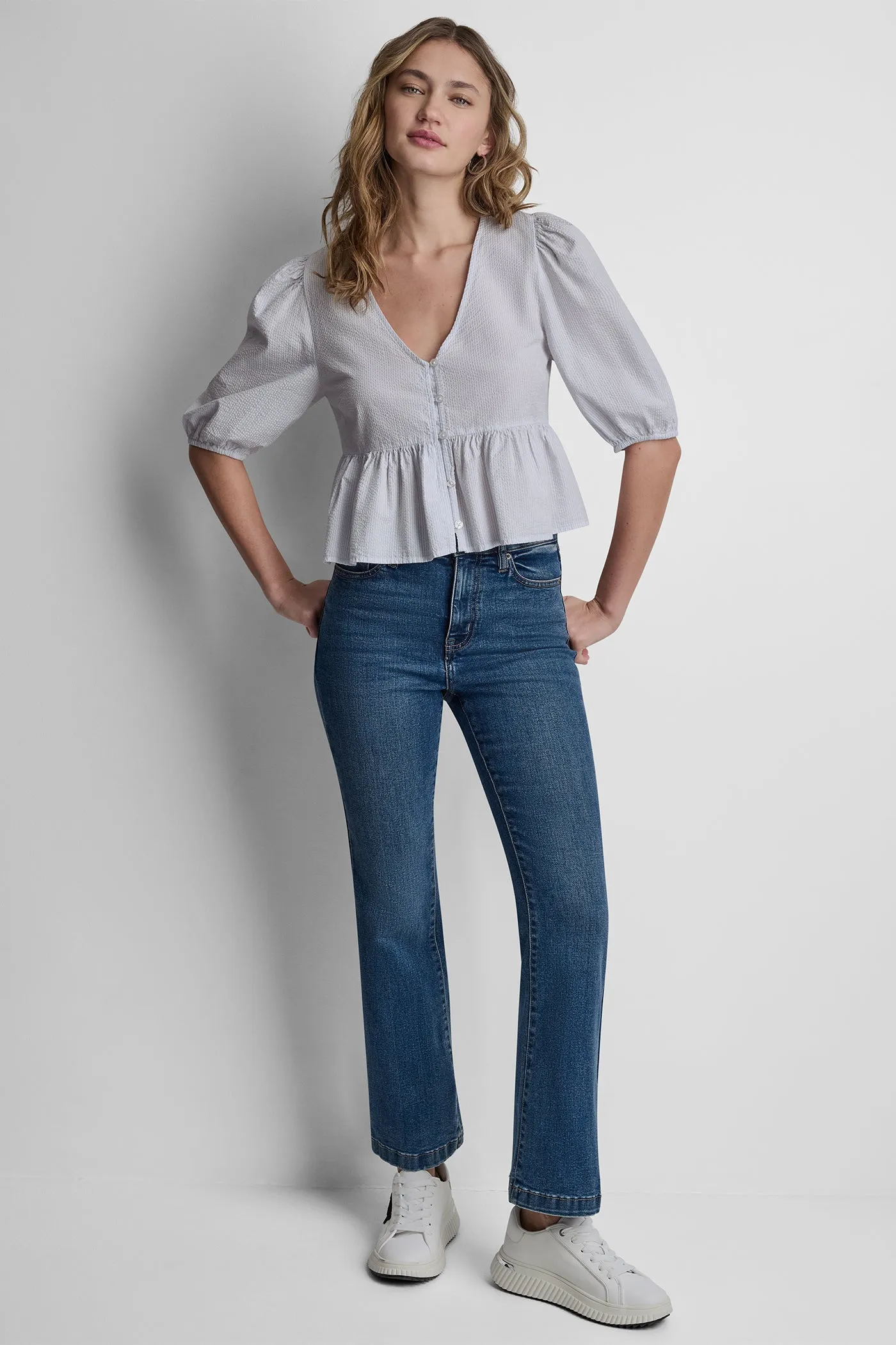 PUFF SLEEVE V-NECK SHIRT sold by DKNY product image thumbnail 5