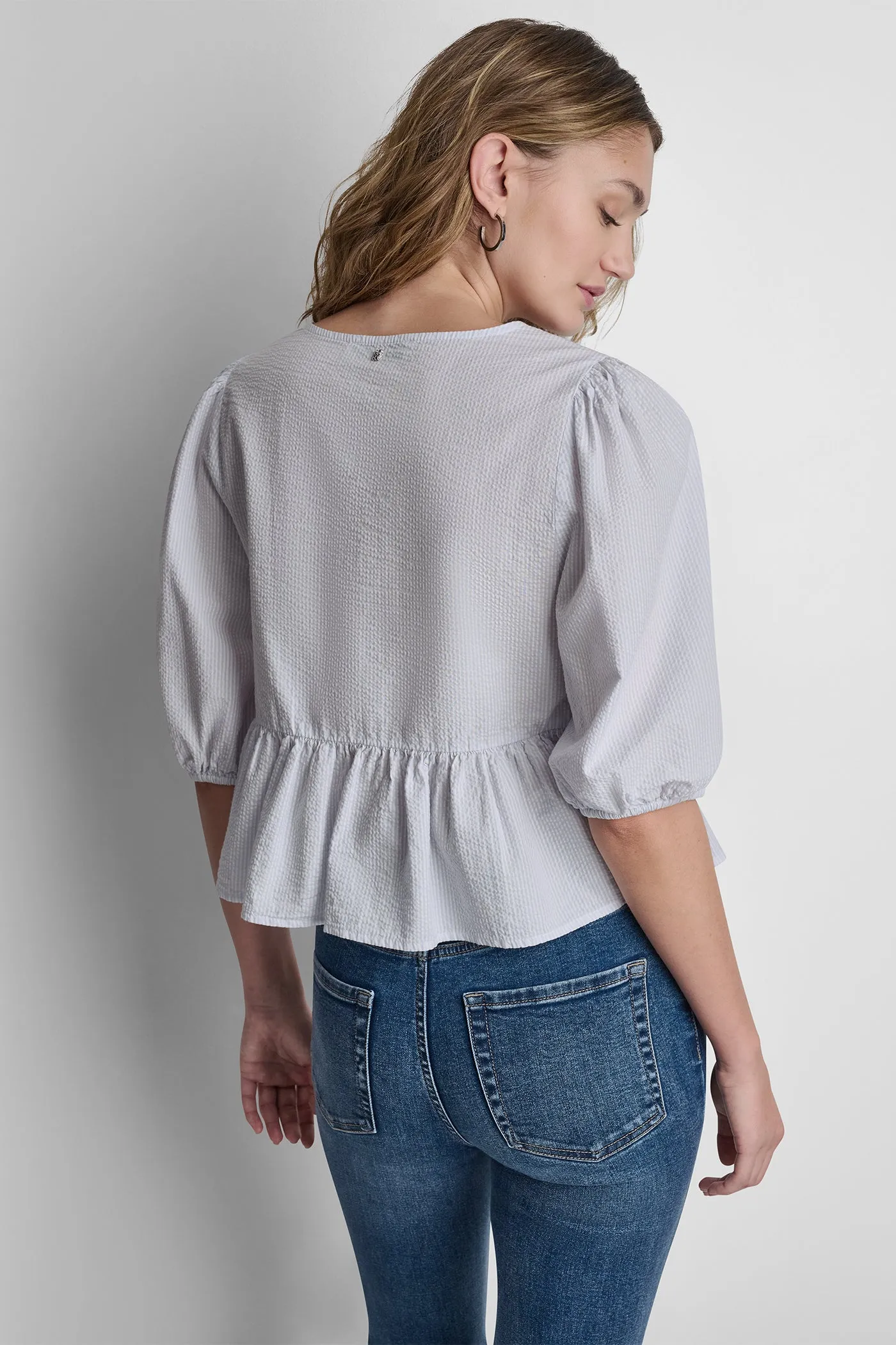 PUFF SLEEVE V-NECK SHIRT sold by DKNY product image thumbnail 3