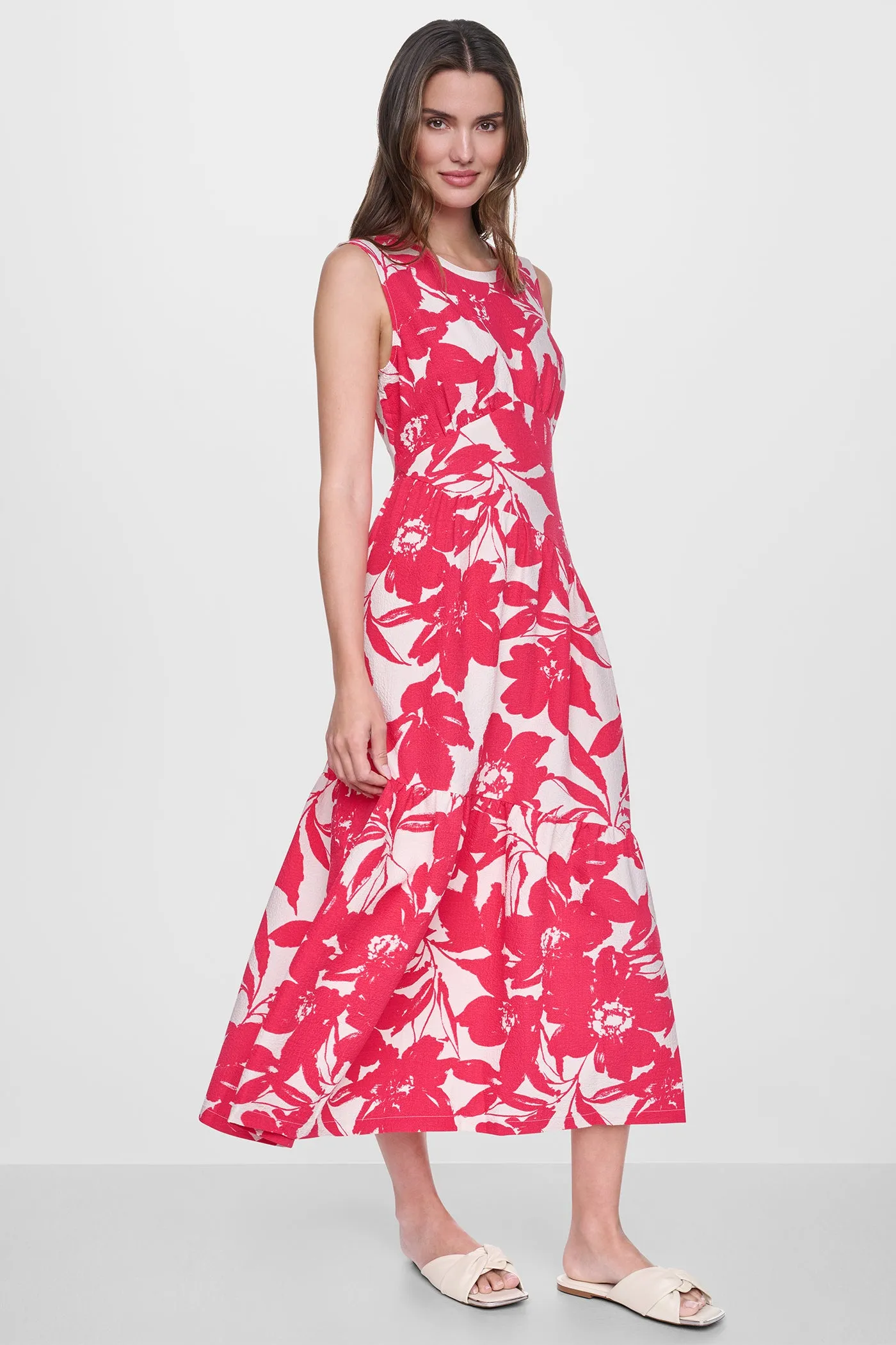 JEWEL NECK PRINTED MIDI DRESS sold by DKNY product image thumbnail 5
