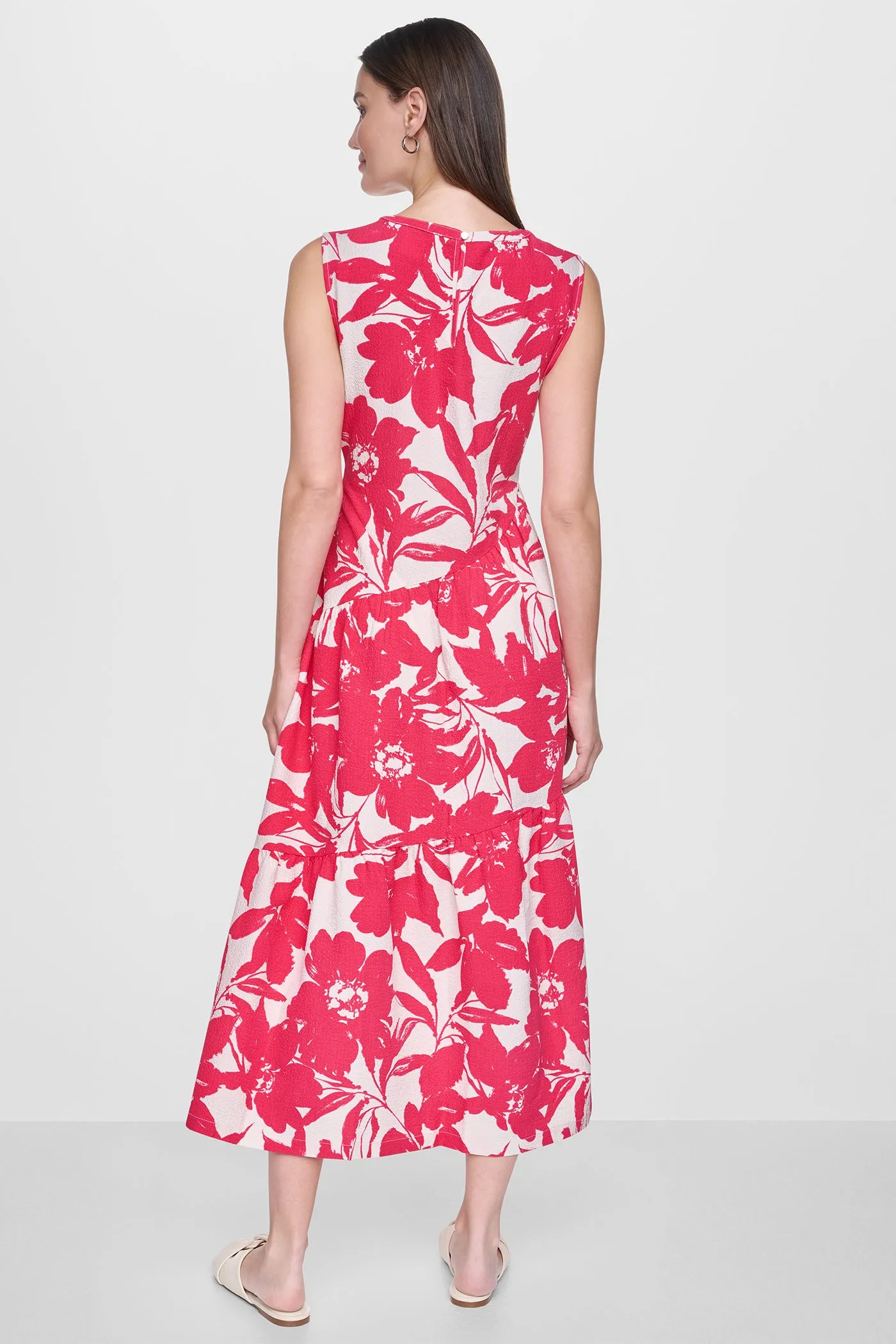 JEWEL NECK PRINTED MIDI DRESS sold by DKNY product image thumbnail 3