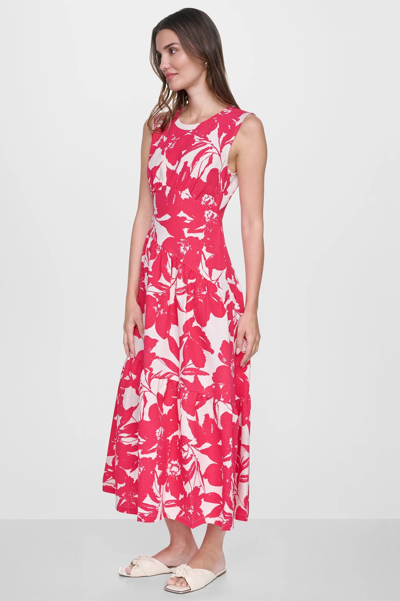 JEWEL NECK PRINTED MIDI DRESS sold by DKNY product image thumbnail 4