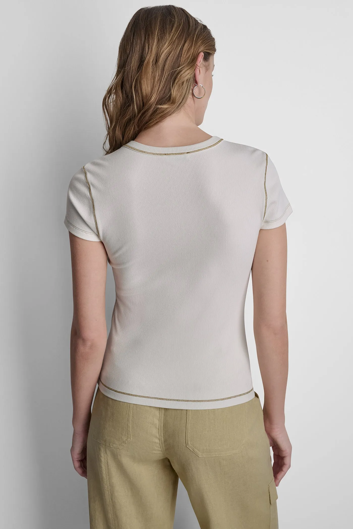 CONTRAST STITCH KNIT TOP sold by DKNY product image thumbnail 3