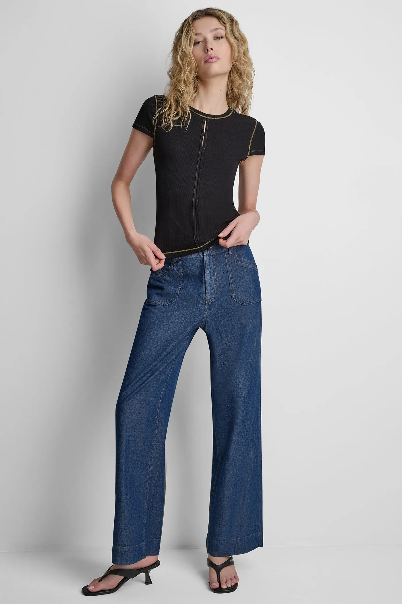 CONTRAST STITCH KNIT TOP sold by DKNY product image thumbnail 2