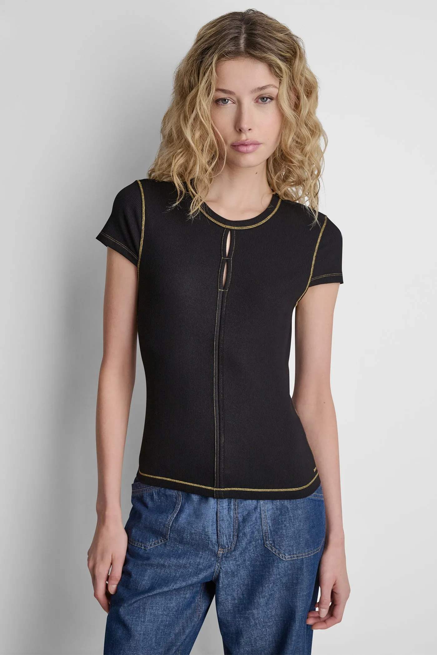 CONTRAST STITCH KNIT TOP sold by DKNY product image thumbnail 5